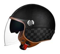 Casques Jet Vintage Casques Bols Ouvert Moto ECEDOT Homologué Demi Casque en Cuir PU avec Double Visière pour Cruiser Vélo Scooter pour Adultes Hommes Femmes Quatre Saisons G,M:57-58CM