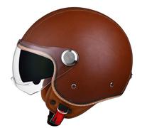 Casques Jet Vintage Casques Bols Ouvert Moto ECEDOT Homologué Demi Casque en Cuir PU avec Double Visière pour Cruiser Vélo Scooter pour Adultes Hommes Femmes Quatre Saisons J,M:57-58CM
