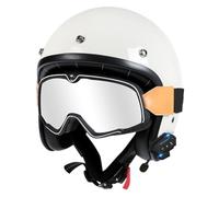 Casques Moto Jet Vintage Casque Scooter avec Bluetooth, ECE Homologué Casques de Moto Ouverte, Casques de Moto Unisexe, Homme Casque HéLicoptèRe Street Cruiser Jet Style Casque 3,M=57-58cm