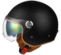 Casques Moto Vintage Homologué ECE, Double Visière Casque de Moto Jet Casques de Moto Ouverte Homme, À L'allemande Casques Bol Casque Mobylette Rétro, Unisexe Casque Scooter 3,M=54-56cm
