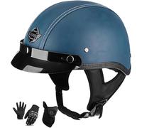 Casques Rétro Moto Demi-Casque Casque en Cuir avec Sushield pour Me Ad WOME Dot Approuvé Demi-Casquette Convient pour Les Jeunes Et Les Adultes Demi-Shell Casque Skull Cap, C, XL=60~61cm