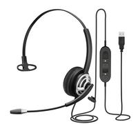 Casques USB Mono Filaire avec Micro Anti-bruit et Contrôle de Volume, Oreillette Business UC pour Skype, SoftPhone, Centre d'appels, Reconnaissance Vocale, Visioconference, Léger et Confortable