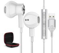 Casques USB PC Filaire, Écouteurs Filaires USB avec Micro pour PC Casque Gaming Stéréo HiFi avec Fonction Muet Anti-Bruit Intra-Auriculaires Écouteur Gamer pour PS 4/5 Ordinateur Portable pour Gamer
