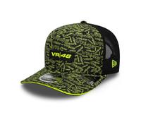 Casquette - 9SEVENTY Stretch Snap VR46 - All Over Print noir - Visière sandwich courbée jaune - Mesh côtés et arrière Taille unique