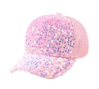 Casquette à visière à Paillettes for Femme, Chapeau d'été en Maille Respirante, Protection Solaire, décontracté, Brillant, for Danser, fête, Mode pour Sport,Extérieur(Pink)