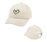 Casquette à visière en Forme de cœur for Enfant, Chapeau de Soleil Mignon et uni avec Oreilles, Ajustable, for l'été, for garçon et Fille pour Sport,Extérieur(Beige,XS 44cm)