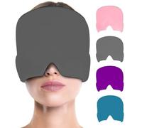 Casquette anti-migraine, Bonnet de soulagement la migraine 360 Gel, chapeau des maux tête réutilisable, masque enveloppant Gel thérapie froide et chaude(Gray)