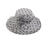 Casquette avec chaîne chapeau d'église pour femme, bibi noir, chapeau de mariage à large bord pour fête de thé de mariée, bonnet de bain fille cheveux longs tissu, gris, M