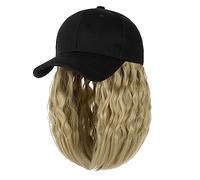 Casquette avec Cheveux Casquette de baseball perruque courte bouclée synthétique casquette de baseball cheveux perruque naturel noir tricot chapeau perruques naturellement synthétique réglable Bonnet