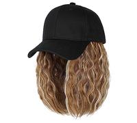 Casquette avec Cheveux Casquette de baseball perruque courte bouclée synthétique casquette de baseball cheveux perruque naturel noir tricot chapeau perruques naturellement synthétique réglable Bonnet