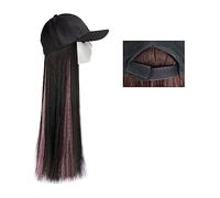 Casquette avec Cheveux Longue ligne droite chapeau perruque point culminant cheveux perruques naturel connecter synthétique casquette de Baseball cheveux perruque chapeau perruque réglable for les fem