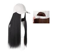 Casquette avec Cheveux Longue ligne droite chapeau perruque point culminant cheveux perruques naturel connecter synthétique casquette de Baseball cheveux perruque chapeau perruque réglable for les fem