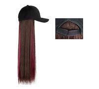 Casquette avec Cheveux Longue ligne droite chapeau perruque point culminant cheveux perruques naturel connecter synthétique casquette de Baseball cheveux perruque chapeau perruque réglable for les fem