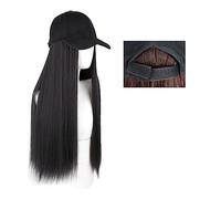 Casquette avec Cheveux Longue ligne droite chapeau perruque point culminant cheveux perruques naturel connecter synthétique casquette de Baseball cheveux perruque chapeau perruque réglable for les fem
