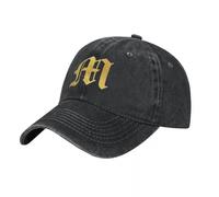 Casquette Baseball Cap,Vieil Anglais Lettre Or M Denim Casquette De Baseball Rétro Gym en Plein Air Hip Hop Papa Chapeaux Été Femme Mâle Casual Designer Snapback Cap,Cadeaux Femme,Cadeaux Homme