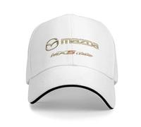 Casquette Baseball de Voiture pour Mazdas MX-5, Voiture Graphique Chapeau Casquettes de Baseball Casquette Accessoire,A-White