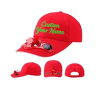 Casquette baseball personnalisée, ventilateur solaire, nom brodé, cadeau | Panneau solaire alimentant un petit ventilateur à la lumière du soleil, silhouette de casquette de sport à six panneaux