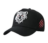 Casquette Baseball pour Hommes Femmes, Animal Tigre Brodé Soleil Chapeau Cool Hip Hop Tennis Sports Fan, Blanc
