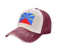 Casquette Baseball Rétro, Drapeau De L'Île De La Réunion Casquette de Baseball en Coton Chapeau été Anti-Soleil Culture Régionale avec Boucle en Métal Réglable Chapeau Confortable pour tous les jours