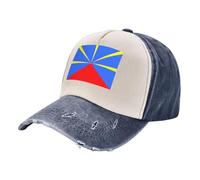 Casquette Baseball Rétro, Drapeau De L'Île De La Réunion Casquette de Baseball en Coton Chapeau été Anti-Soleil Culture Régionale avec Boucle en Métal Réglable Chapeau Confortable pour tous les jours