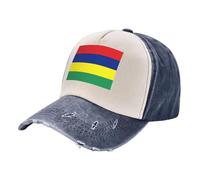 Casquette Baseball Rétro, Drapeau De L'Île Maurice Casquette de Baseball en Coton Chapeau été Anti-Soleil Thème Patriotique avec Boucle en Métal Réglable Chapeau Confortable pour tous les jours