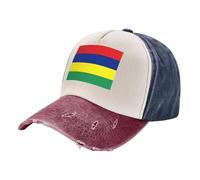 Casquette Baseball Rétro, Drapeau De L'Île Maurice Casquette de Baseball en Coton Chapeau été Anti-Soleil Thème Patriotique avec Boucle en Métal Réglable Chapeau Confortable pour tous les jours