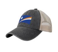 Casquette Baseball Tête Couronne Haute Été Mode Respirante MailleÎles Marshall Casquette Unisexe Réglable Léger Protection Solaire Extérieure Trucker,Noir