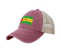 Casquette Baseball Tête Couronne Haute Été Mode Respirante MailleSao Tomé-et-Principe Casquette Unisexe Réglable Léger Protection Solaire Extérieure Trucker,Rouge