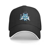 Casquette Baseball Unisexe Casquette Baseball Fairy Tail pour Hommes Happy Fairy and Cat Print Casquette Baseball Streetwear Trucker Snapback Hip hop Printemps Cadeau Parfait