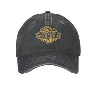 Casquette baseball unisexe Ce qui ne vous tue pas vous donne Casquette baseball Unisexe en détresse Denim lavé Casquette soleil Donjon Dragon Casquette réglable en plein air Cadeau en plein air
