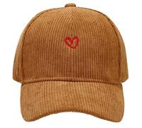 Casquette Baseball Unisexe Cœur Velours Côtelé Lavé pour Hommes Femmes Broderie Lettre Décontractée Sport(Brown, One Size)