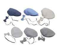 Casquette Bébé Gentleman en Coton Bleu, Accessoires Photo pour -né | Ensemble Mini Nœud, Usage Fête et Séance, pour Poupon, Style Soigné