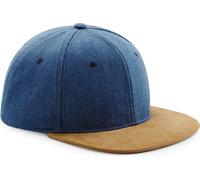 Casquette Beechfield Snapback unie à visière en daim RW4080 (taille unique) (Bleu Denim)