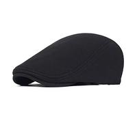 Casquette Beret Homme Chapeau de Plate Beret Vintage Reglable Casquette Gavroche Gatsby Ivy Irish Chapeau Golf Newsboy Hat Flat Cap pour Homme Femme (FR/ES, Alpha/Lettres, Taille Unique, Noir)