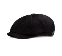 Casquette Béret Plate Gavroche Chapeau de Loisirs Unisexe Newsboy Hat Ivy Irish Flat Cap Réglable Vintage Casquette Gatsby Beret pour Homme Femme (FR/ES, Alpha/Lettres, Taille Unique, Noir)