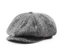 Casquette Beret Plate Gavroche Homme Souples Réglable Bakerboy Gatsby Ivy | Casquette irlandaise 8 panneaux tweed chevrons Mélange coton-laine douce respirante,Style rétro parfaite costume tenue chic