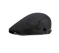 Casquette Beret Plate Homme Femme Chapeau de Maille Respirant Ete Reglable Gavroche Casquette Vintage Ivy Irish Chapeau Gatsby Newsboy Hat Flat Cap (FR/ES, Alpha/Lettres, Taille Unique, Noir)