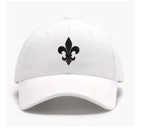Casquette Blanche avec Broderie Fleur de Lys Noire - Royauté Francaise - Style Élégant et Intemporel - Taille unique