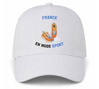 Casquette Blanche Franck en Mode Sport | 5 Panneaux Polyester Recyclé 210 g/m² Taille Unique Réglable | Boucle Métal Œillets Brodés | Cadeau Sportif Sportive Anniversaire Noël