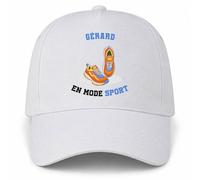 Casquette Blanche Gérard en Mode Sport | 5 Panneaux Polyester Recyclé 210 g/m² Taille Unique Réglable | Boucle Métal Œillets Brodés | Cadeau Sportif Sportive Anniversaire Noël
