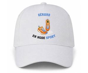 Casquette Blanche Gérard en Mode Sport | 5 Panneaux Polyester Recyclé 210 g/m² Taille Unique Réglable | Boucle Métal Œillets Brodés | Cadeau Sportif Sportive Anniversaire Noël