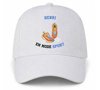 Casquette Blanche Henri en Mode Sport | 5 Panneaux Polyester Recyclé 210 g/m² Taille Unique Réglable | Boucle Métal Œillets Brodés | Cadeau Sportif Sportive Anniversaire Noël