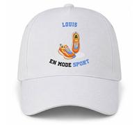 Casquette Blanche Louis en Mode Sport | 5 Panneaux Polyester Recyclé 210 g/m² Taille Unique Réglable | Boucle Métal Œillets Brodés | Cadeau Sportif Sportive Anniversaire Noël