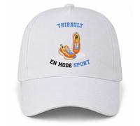 Casquette Blanche Thibault en Mode Sport | 5 Panneaux Polyester Recyclé 210 g/m² Taille Unique Réglable | Boucle Métal Œillets Brodés | Cadeau Sportif Sportive Anniversaire Noël