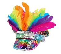 CASQUETTE CAPITAINE SEQUIN PLUME RAINBOW ADULTE