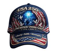 Casquette d'anniversaire patriotique avec impression d'art pour célébrations - 250 ans des Nations Unies sous Dieu - Casquette de baseball unisexe pour activités de plein air protection solaire
