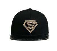 Casquette de Base-Ball Femme Superman Noir logo effet Diamant