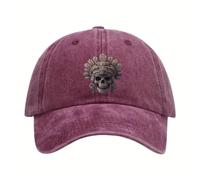 Casquette de Baseball 1pc Chapeau de Papa Coiffe d’Inspiration aztèque pour Hommes - 100% lavé Casquette de Cow-Boy avec Motif Complexe et Plumes, Noir avec Or Cadeau