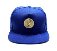Casquette de baseball à bord plat Jésus doré pour homme avec médaillon doré, bord imitation crocodile noir, bleu, 59 EU