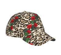 Casquette de baseball à imprimé léopard et roses rouges pour homme et femme, casquette réglable à snapback pour papa, casquette de sport d'été ou de voyage